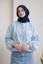 Mavi Dokulu Bomber Ceket
