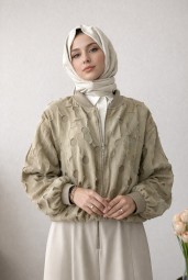 Vizon Dokulu Bomber Ceket